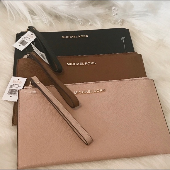 Michael Kors Handbags - NEW MICHAEL KORS LEATHER CLUTCH WRISTLET CHOOSE